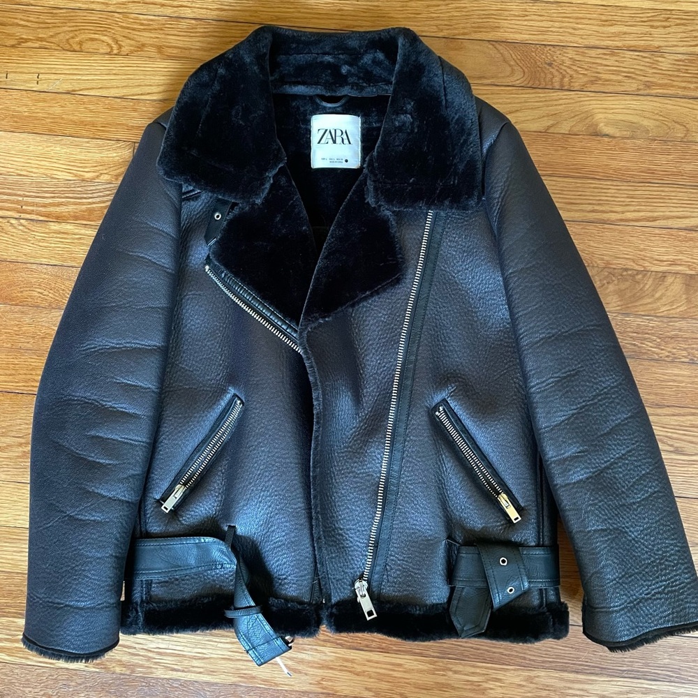 Zara Pile Lined Motorcycle Jacket